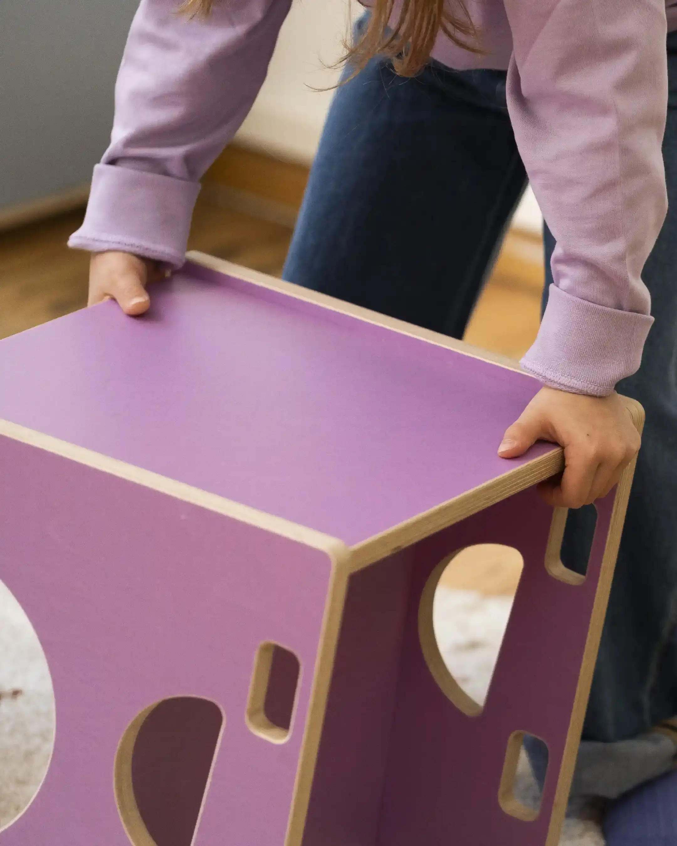 3-in-1-Wendehocker Kinderzimmer, Kindermöbel, 3-in-1-Wendehocker, Tisch, Hocker, Flieder, 4x5, 30