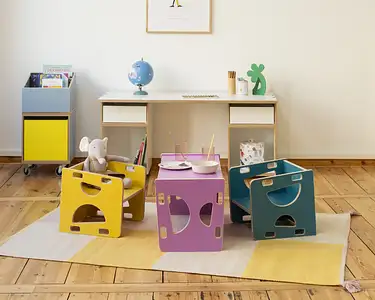 Wendehocker und Wendebank Kinderzimmer, Kindermöbel, 3-in-1-Wendehocker, 3-in-1-Wendebank, Tisch, Ozeangrün, Sonnengelb, Flieder, 5x4, 20