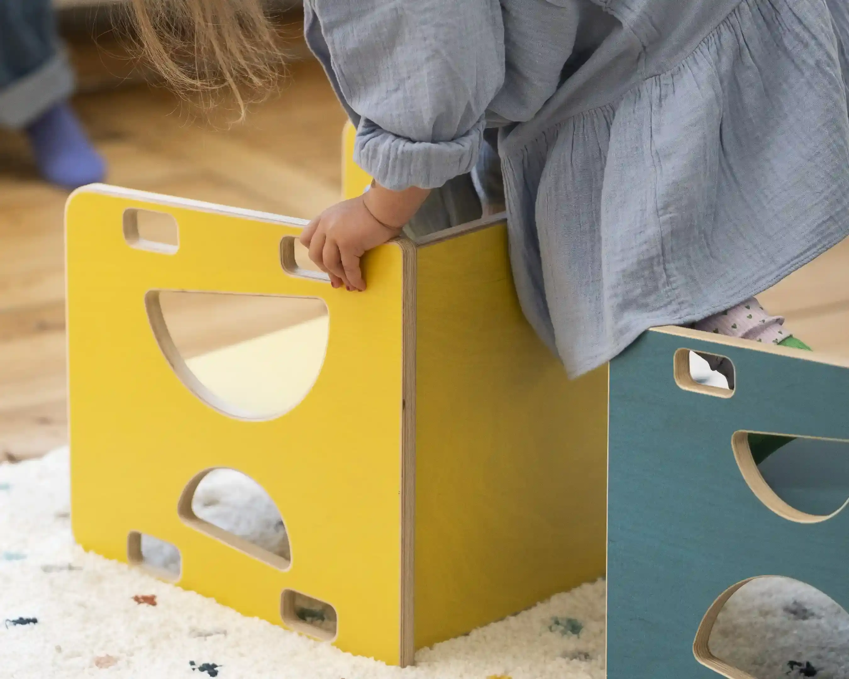 Wendehocker Kinderzimmer, Kindermöbel, 3-in-1 Wendehocker, Ozeangrün, Sonnengelb, 5x4, 20