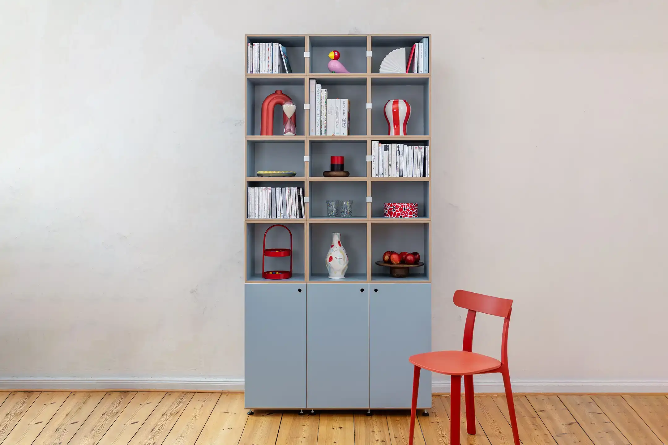 Hohes Bücherregal in blau FAQ, Bücherregale, Hohes Bücherregal in blau, 3x2, 50