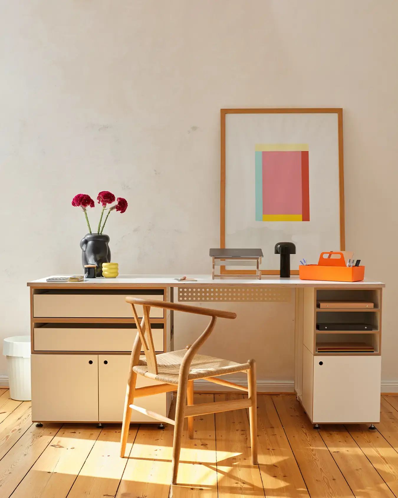 Modularer Schreibtisch L Home Office, XXL-Schreibtisch, Zubehör, Kabelblende, Laptopständer, 4x5, 70