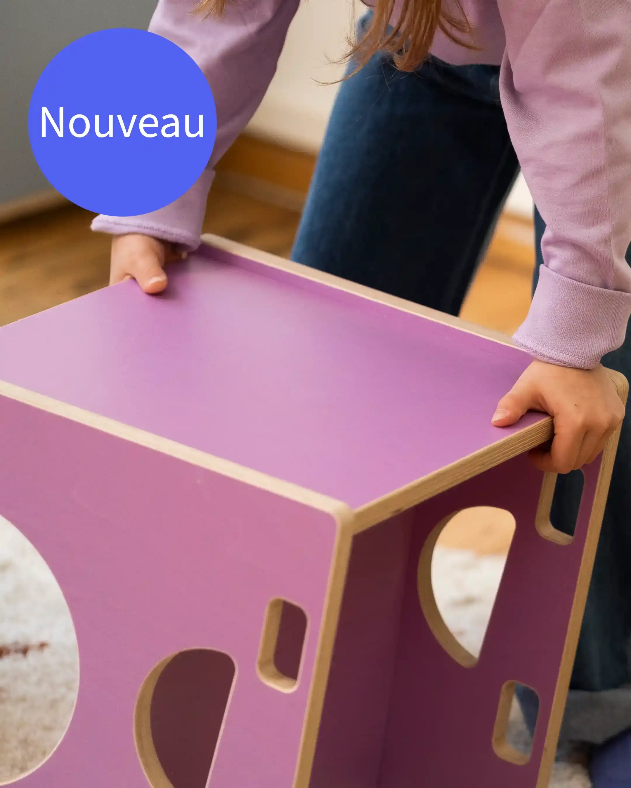 Kinderzimmer, Kindermöbel, Nouveau, 3-in-1-Wendehocker, Tisch, Hocker, Flieder, 4x5, 30