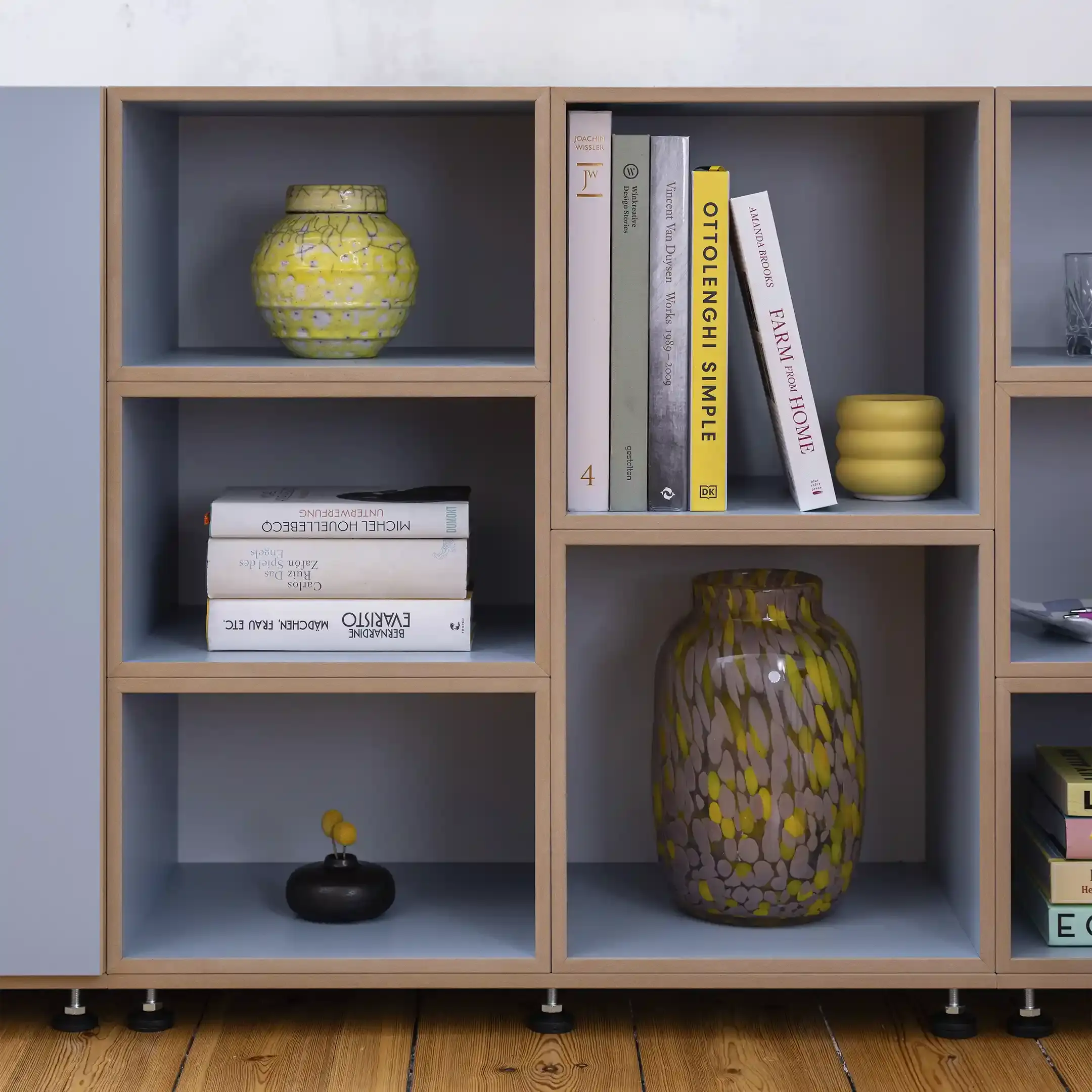 Großes Sideboard in Blau Wohnzimmer, Sideboards, Bücherregale, Große Kommode in Blau, Denimblau, Hochkanttür, 1x1, 30