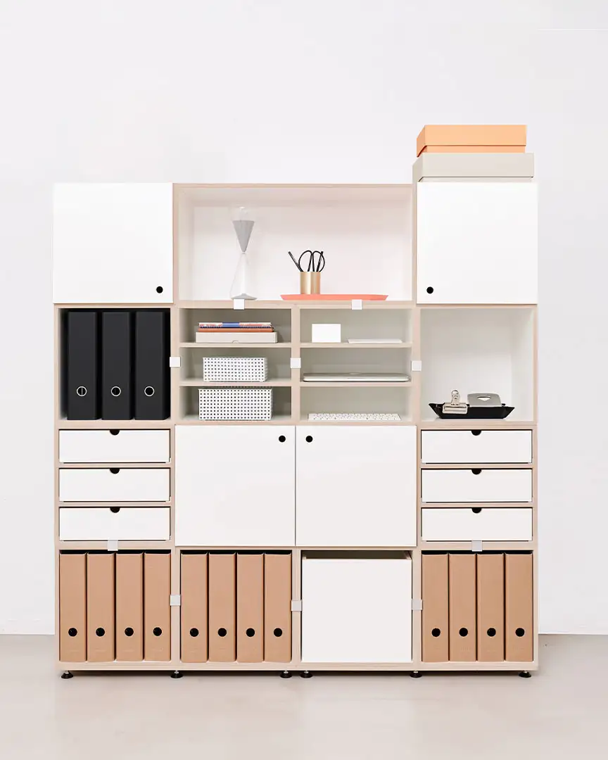 stocubo Büroregal Bürorregale, Aktenregale, Home-Office, 2:1 Modul, F3 Modul, Schubladenset 3-teilig, Tür, 4x5, 5