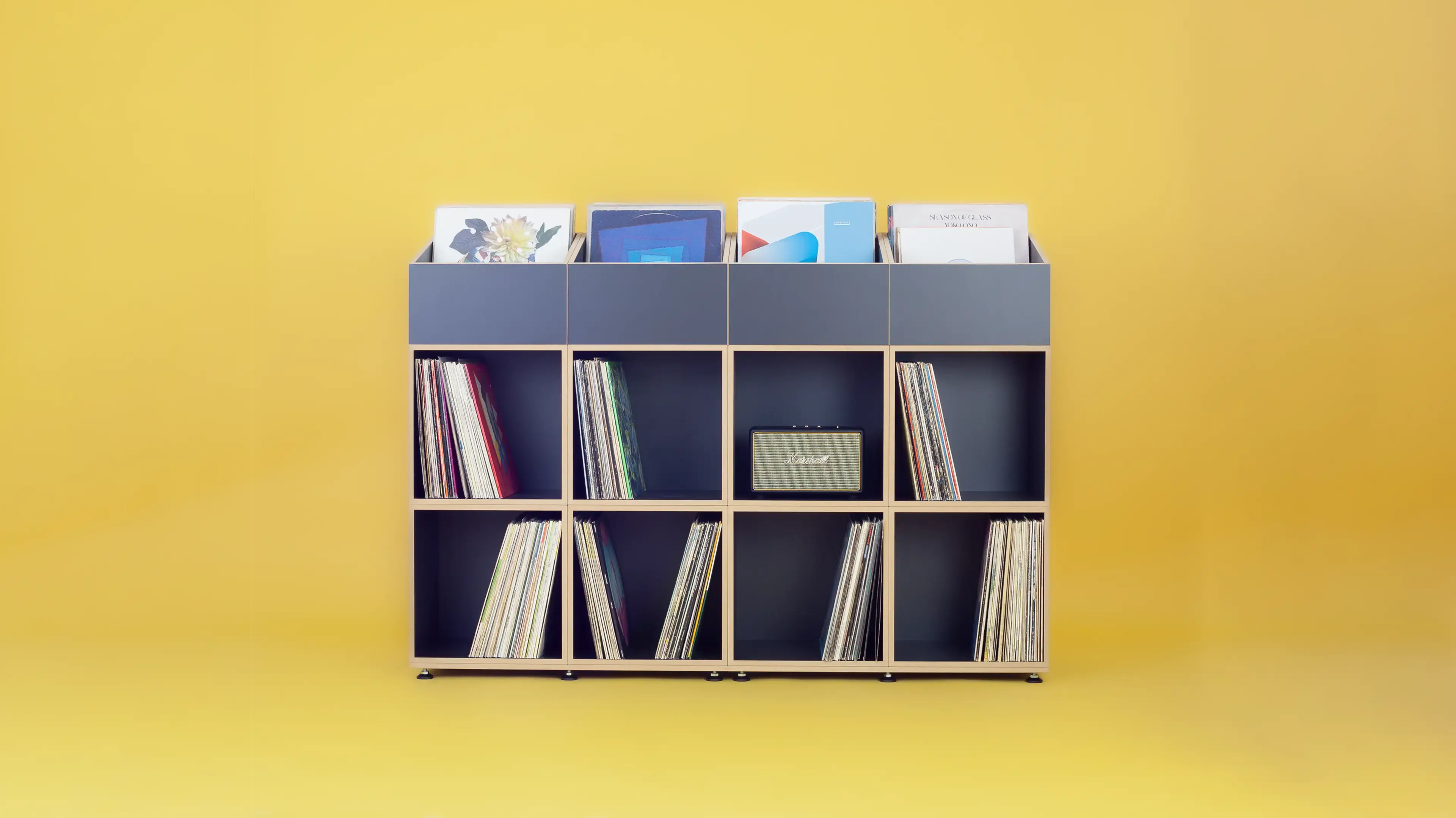 Schwarzes Schallplattenregal Schallplattenregale, Black Edition, schwarz, Schwarzes Schallplattenregal, LP-Box, 16x9