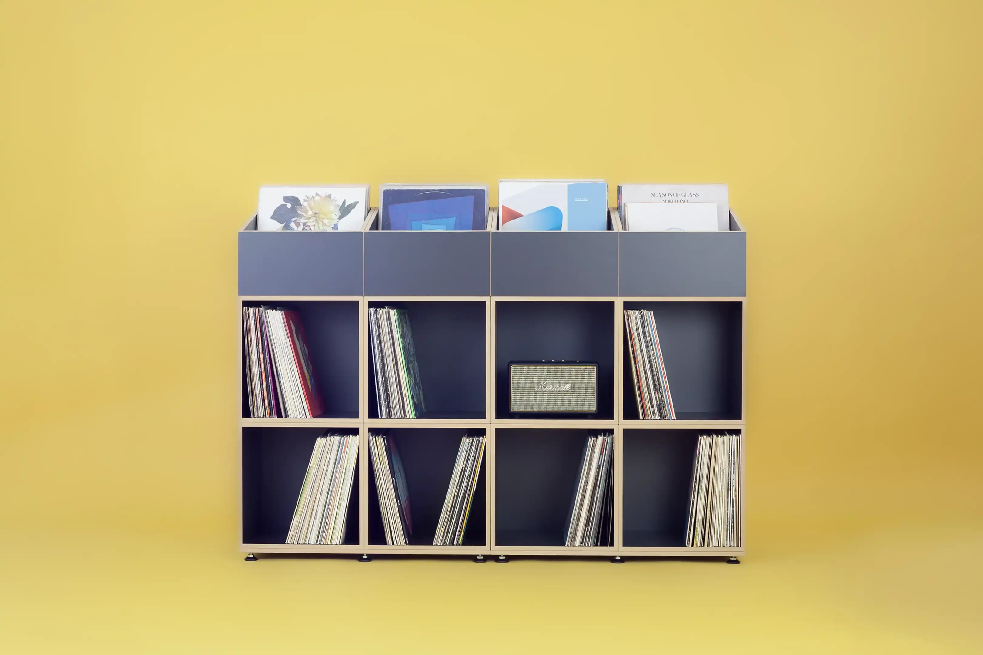 Schwarzes Schallplattenregal Schallplattenregale, Black Edition, schwarz, Schwarzes Schallplattenregal, LP-Box, 3x2-50