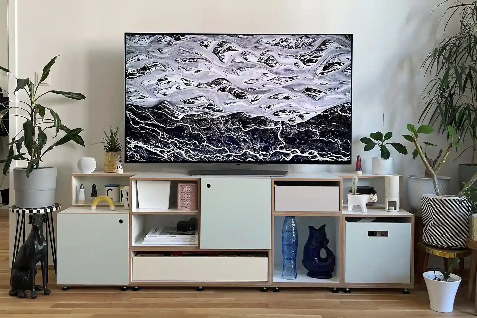 Buntes Wohnzimmerregal FAQ, Wohnzimmer, Fernseher, Kundenbilder, Kundenregale, 3x2, 20