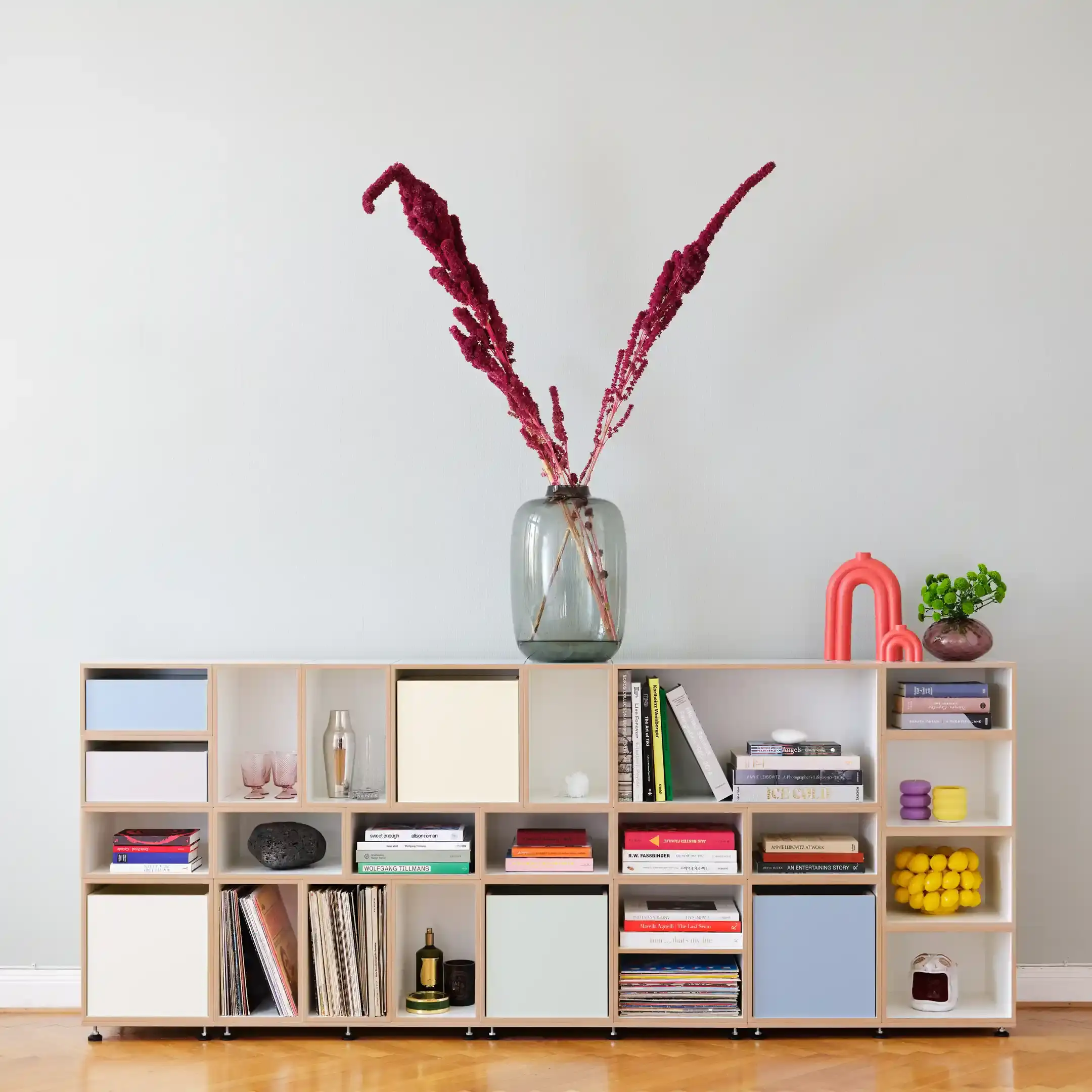 Großes Wohnzimmer-Sideboard Sideboards, Wohnzimmerregale, Großes Wohnzimmer-Sideboard, 1:1 Modul, 1:1 Einschub, 1:2 Modul, 1:2 Einschub, 2:3 Modul, Pistaziengrün, Kaschmirgrau, Denimblau, 1x1, 30