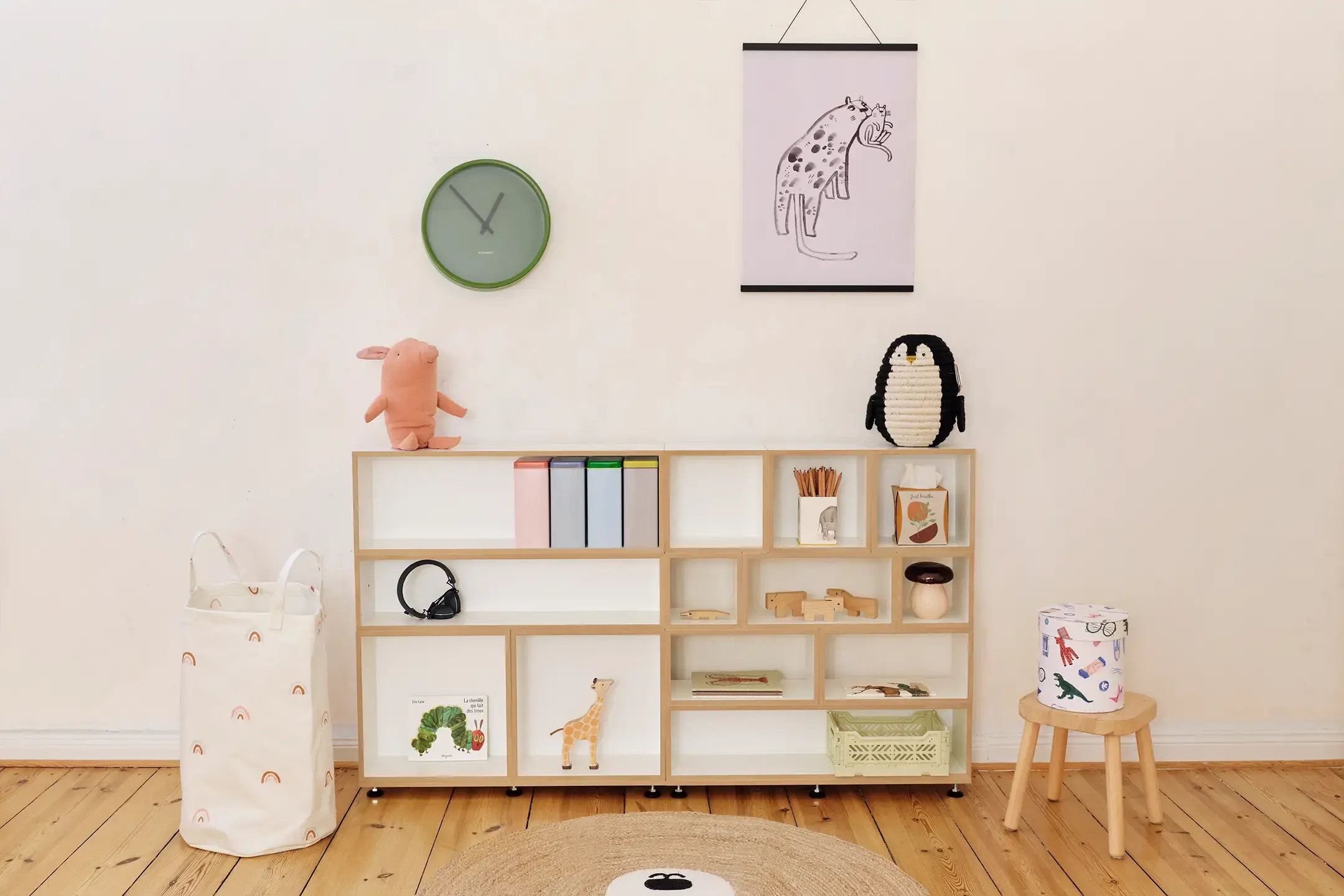 Kinderregal FAQ, Kinderzimmer, 3-in-1-Kiezladen, Kinderregal, halbe Tiefe, 3x2, 70