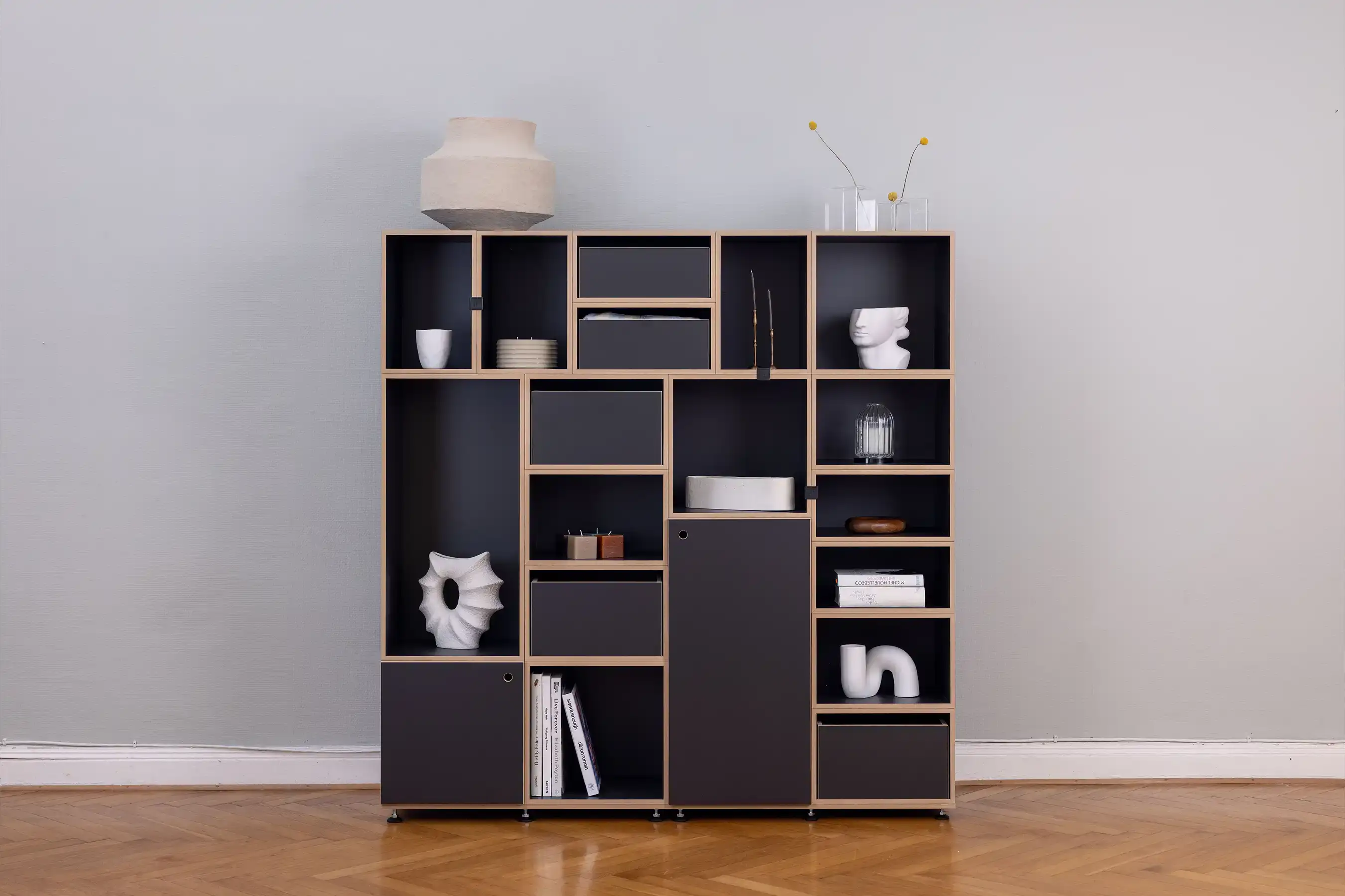 Wohnzimmer, Bücherregale, Schlafzimmer, Black Edition, schwarz, Schwarzes Bücherregal, 3x2, 50