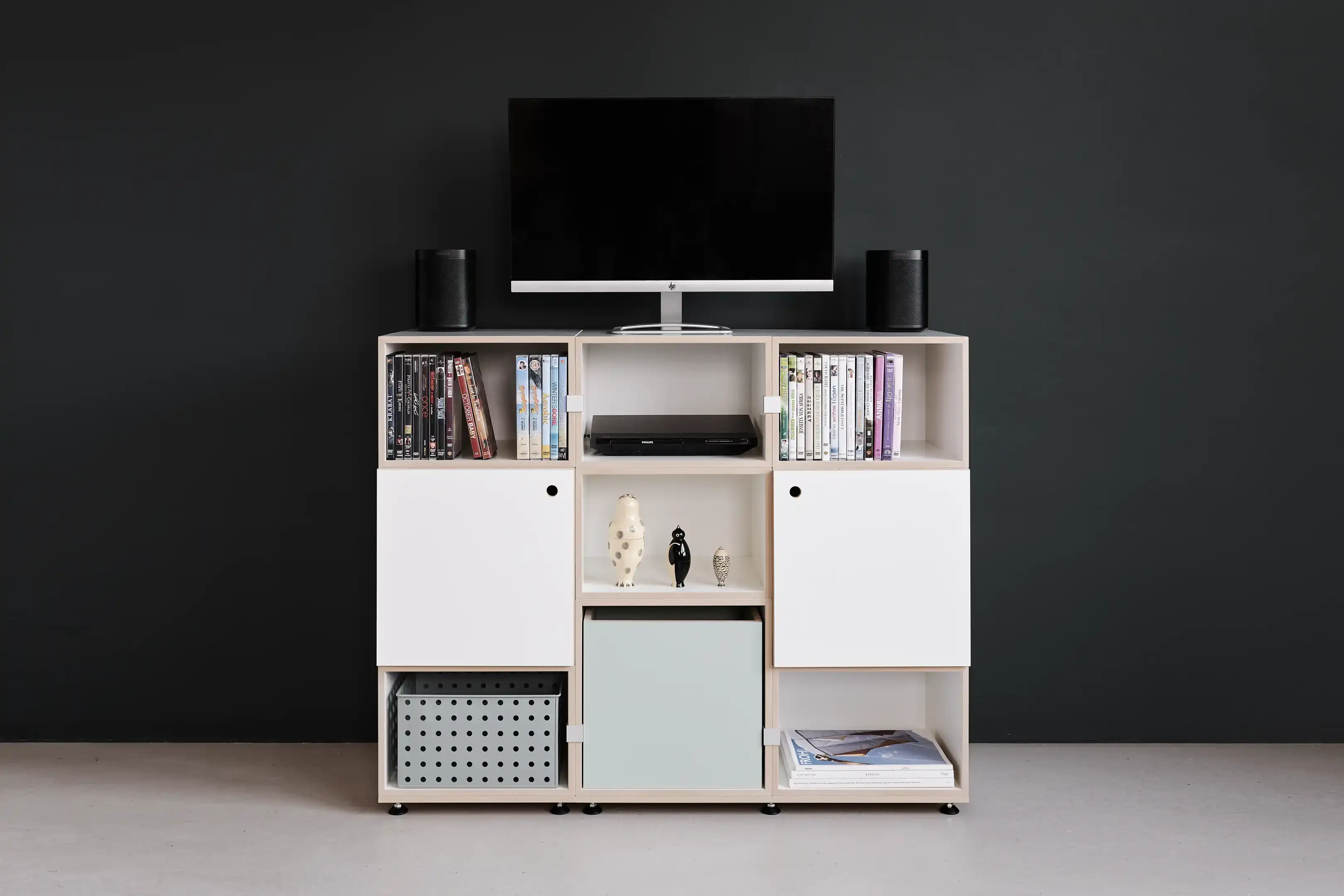 Header, DVD, stocubo DVD-Regal, Türen, Einschub, pistaziengrün, Fernseher, 3x2, 50