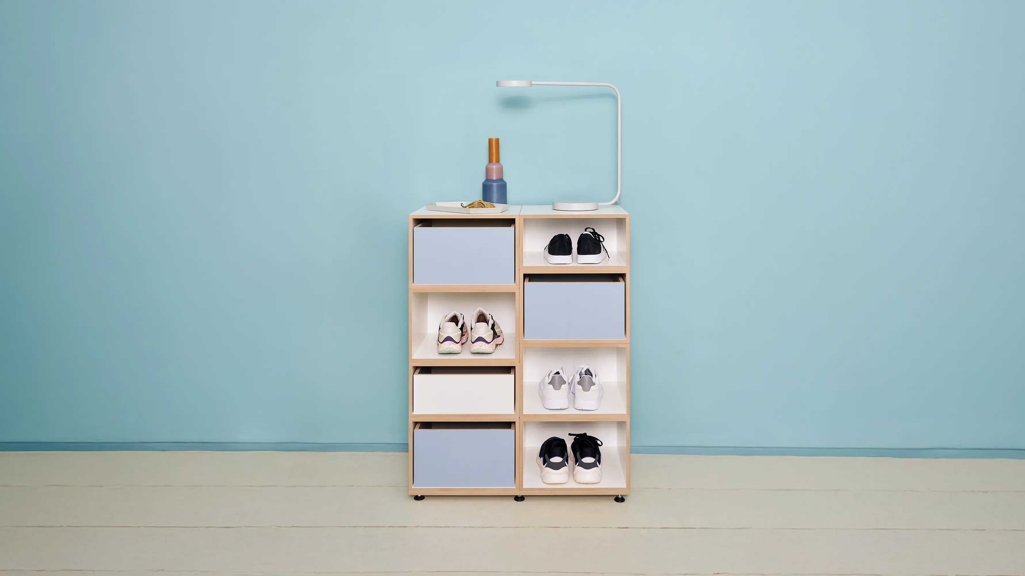 Flur, Schuhregal, Schuhschrank, Schuh, Denimblau, 16x9, 80