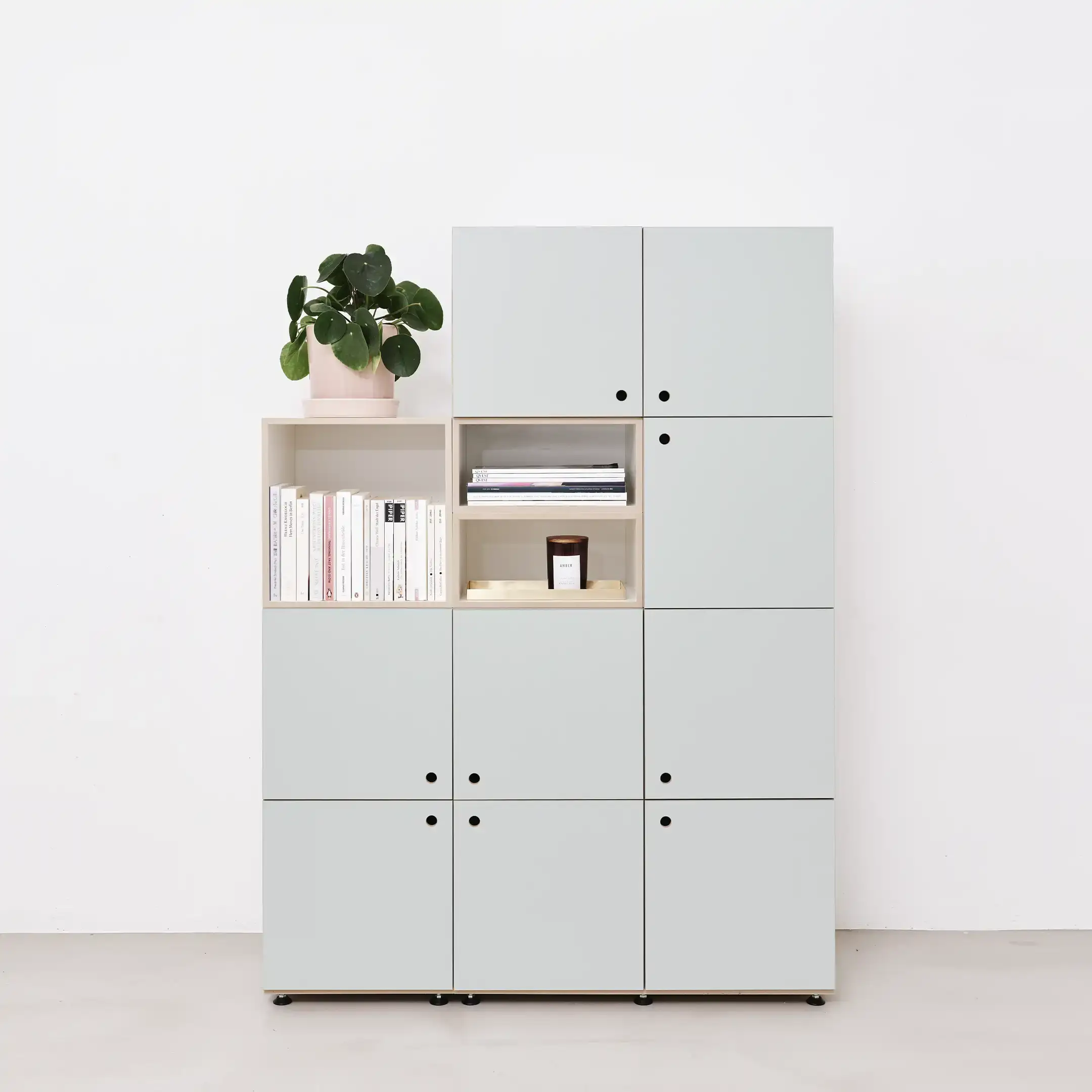 Modularer Schrank mit Türen Büroregale, Bücherregale, Schränke, stocubo Schrank mit Türen, Pistaziengrün, 1x1, 50