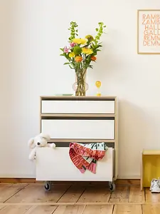 Weiße Kommode auf Rollen Kommoden, 2:1 Modul, 2:3 Modul doppelte Breite, 1:2 Modul doppelte Breite, 2:1 Rollplatte, Rollen, Decke, Kuscheltiere, 3x4, 2160, 05