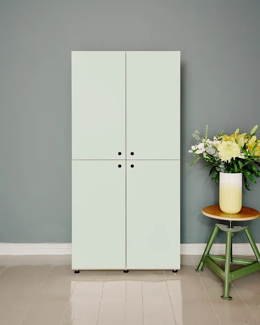 stocubo modulare Kleiderschrank Schränke, stocubo Kleiderschrank, 2:2 Modul, mit Türen, Pistaziengrün, Blumen, Vase, 4x5, 1080, 50