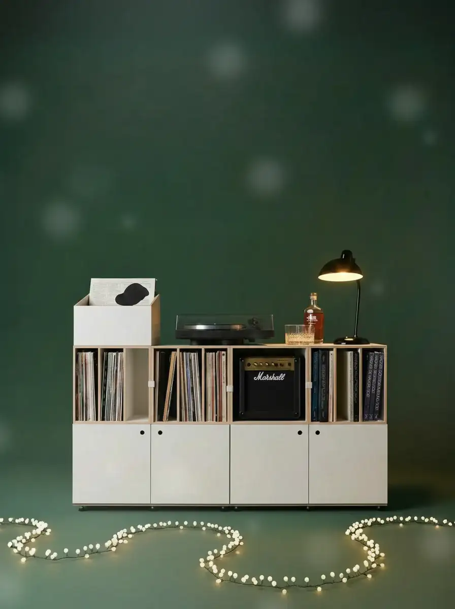 Schallplattenregale Weihnachten, 2025, Schallplattenregale, LP, Vinyl, Lichterkette, Schnee, Blur, 85