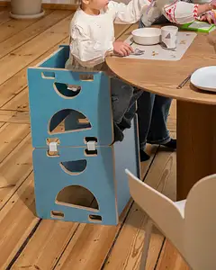 Esszimmer, 3-in-1-Wendehocker, Gäste-Hochstuhl, Hochstuhl, Himmelblau, weiße Kunststoffklammer, 4x5, 50