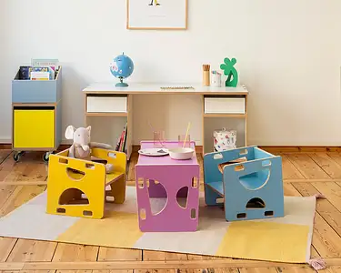 Wendehocker und Wendebank Kinderzimmer, Kindermöbel, 3-in-1-Wendehocker, 3-in-1-Wendebank, Tisch, Ozeangrün, Sonnengelb, Flieder, 5x4, 70