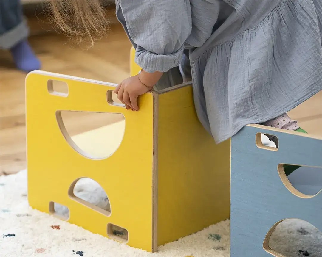 Wendehocker Kinderzimmer, Kindermöbel, 3-in-1 Wendehocker, Ozeangrün, Sonnengelb, 5x4, 80