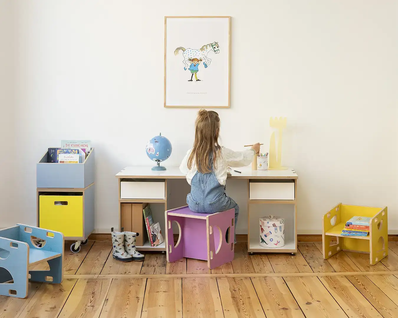 Wendehocker Kinderzimmer, Kindermöbel, 3-in-1 Wendehocker, Kinderschreibtisch M, 5x4, 70