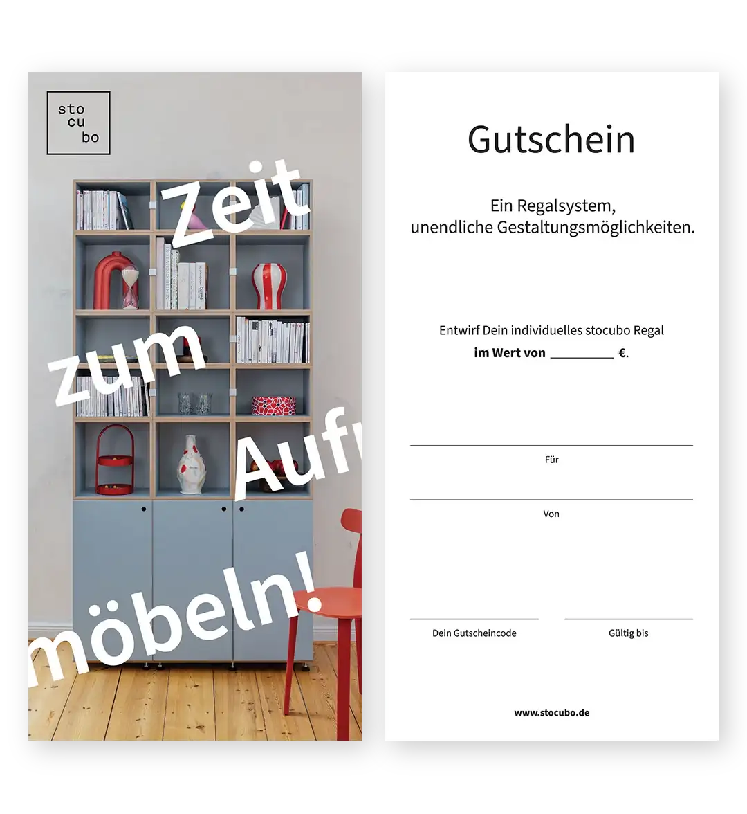 stocubo Gutschein stocubo, Geschenkgutschein, Gutschein, blanko, Bücherregal, Denimblau, 85