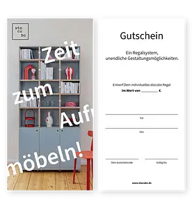 stocubo, Geschenkgutschein, Gutschein, blanko, Bücherregal, Denimblau, 85