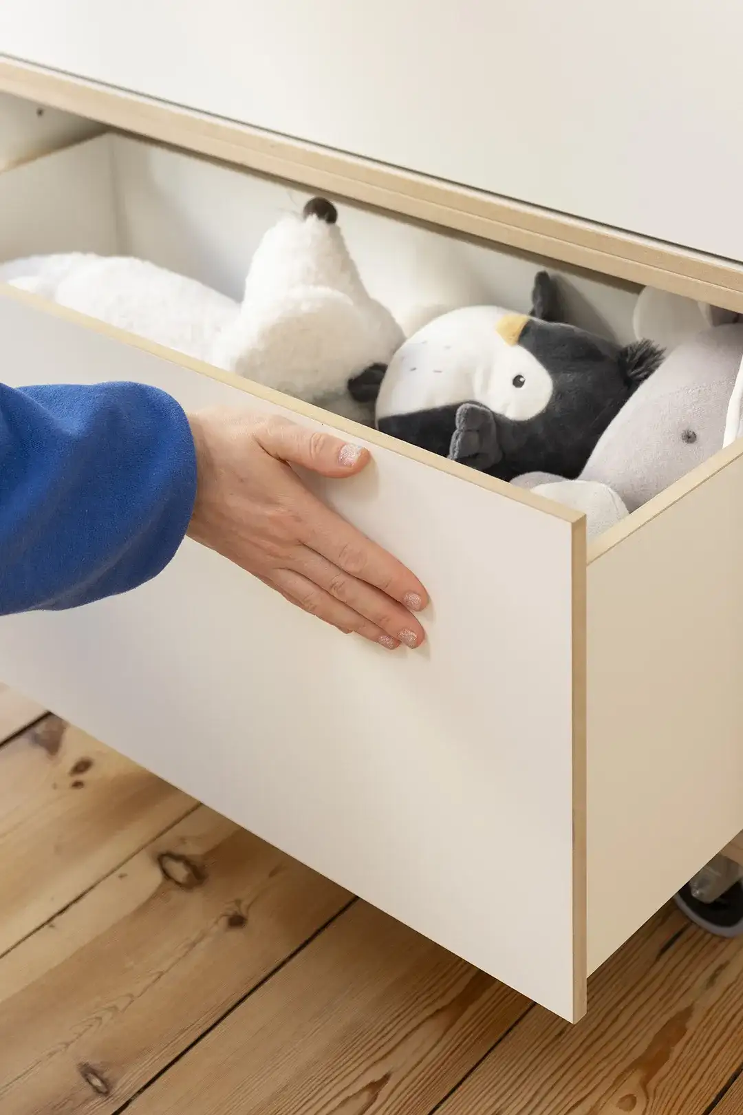 2:1 Modul mit Schubladen Kommoden, Weiße Kommode auf Rollen, 2:1 Modul mit Schubladen, Kinder, Kuscheltier, Spielzeug, 80