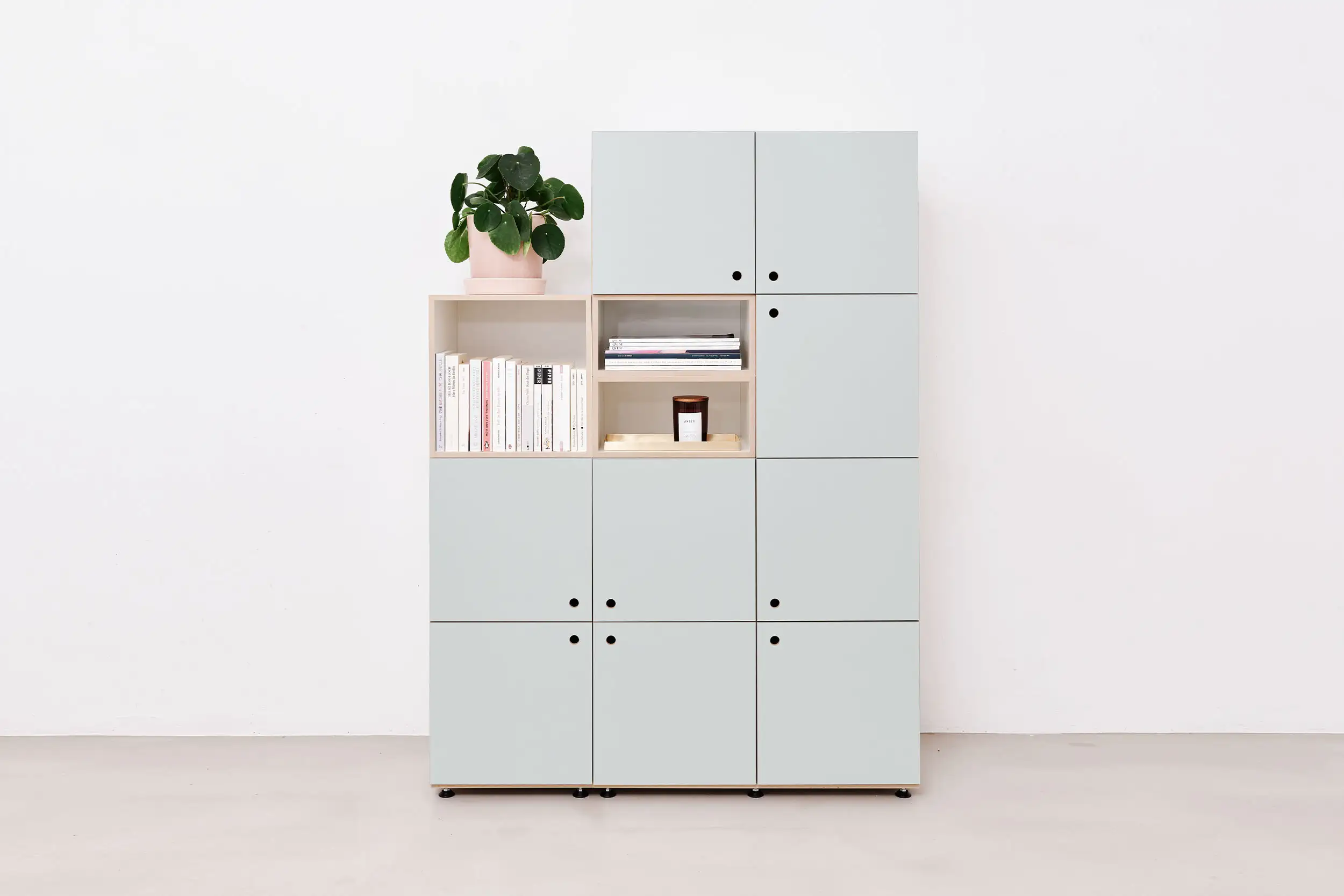 Büroregale, Bücherregale, Schränke, stocubo Schrank mit Türen, Pistaziengrün