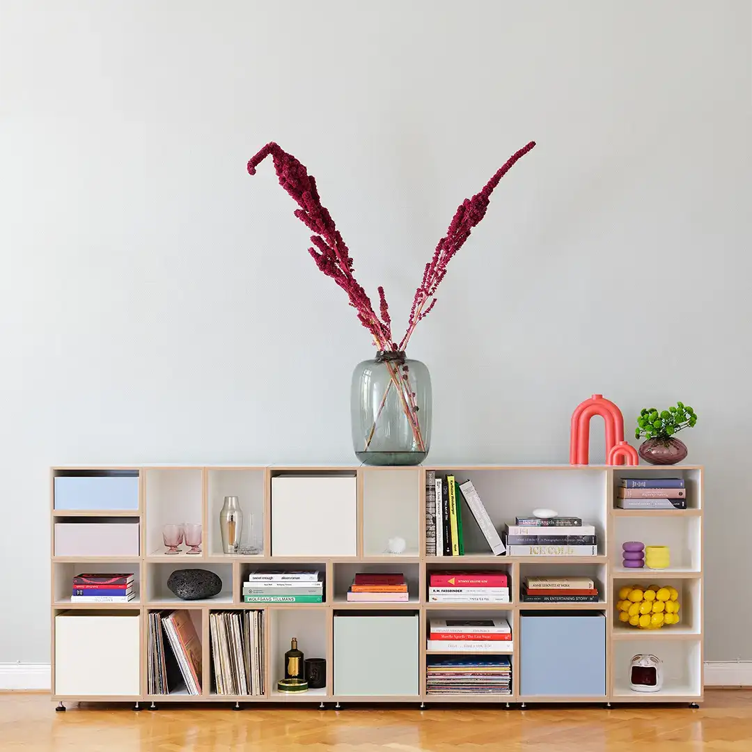 Großes Wohnzimmer-Sideboard Sideboards, Wohnzimmerregale, Großes Wohnzimmer-Sideboard, 1:1 Modul, 1:1 Einschub, 1:2 Modul, 1:2 Einschub, 2:3 Modul, Pistaziengrün, Kaschmirgrau, Denimblau, 1x1, 70