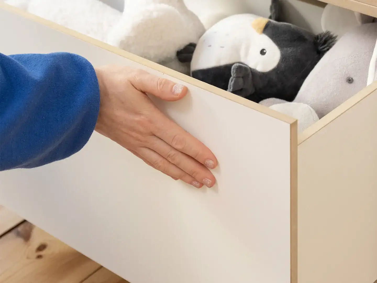 Kommoden, Weiße Kommode auf Rollen, 2:1 Modul mit Schubladen, Kinder, Kuscheltier, Spielzeug, 4x3, 80