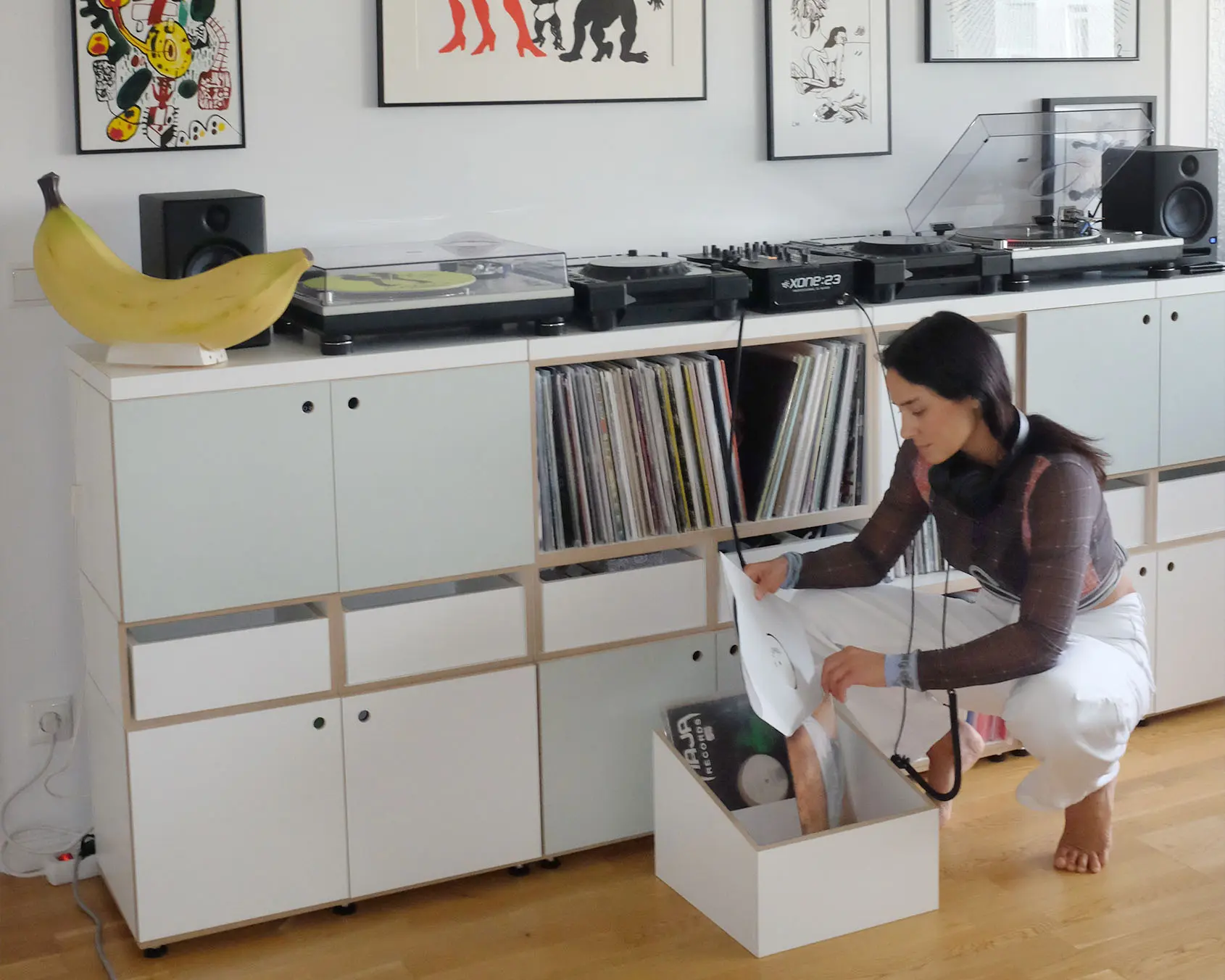 Koop, Schallplattenregale, LP-Box, Einschub, DJ Gigola, Pistaziengrün