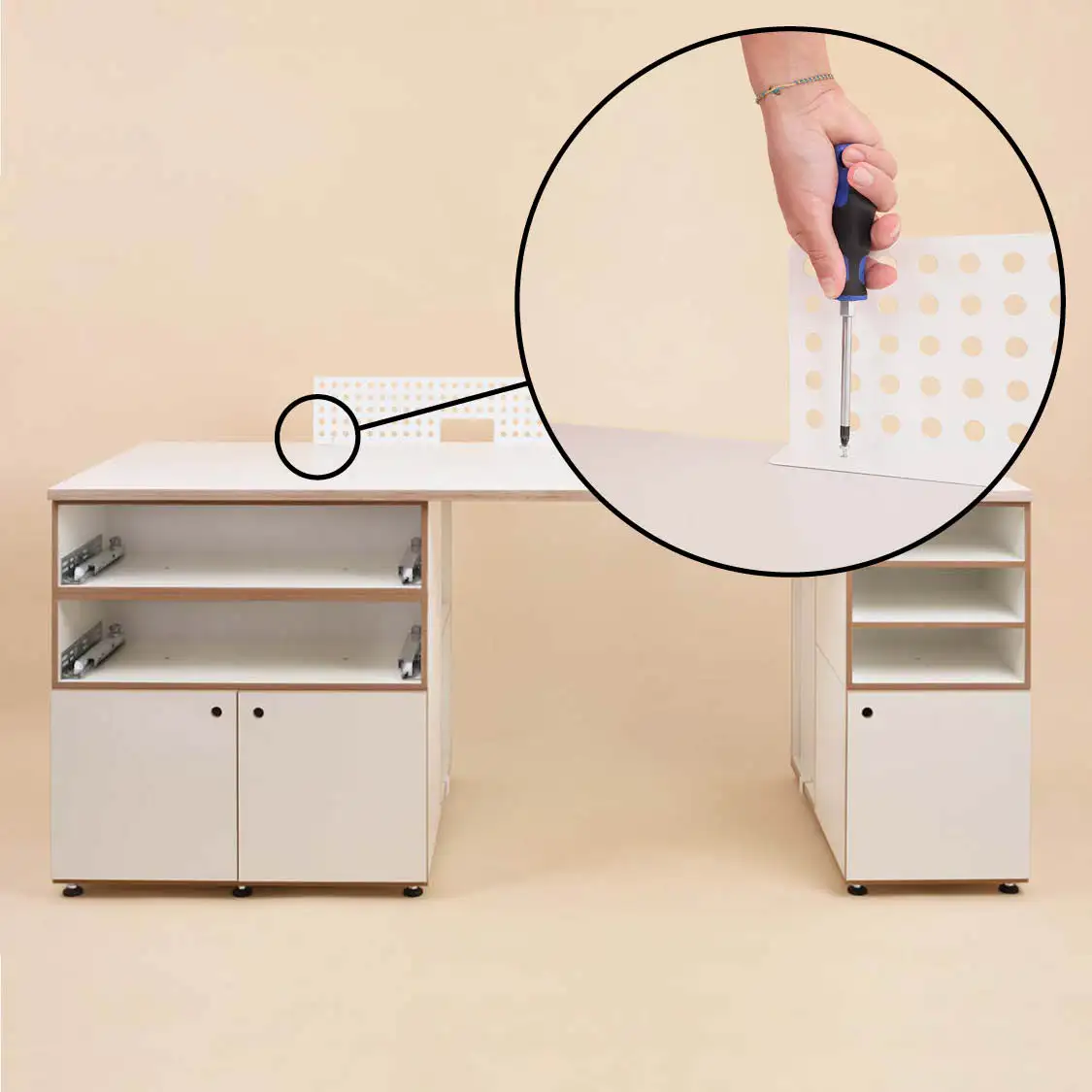 Schritt 11 Anleitung, Modularer Schreibtisch L, XXL-Schreibtisch Aufbauanleitung, Schritt 11